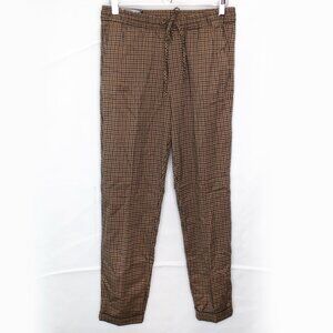 NEW H&M Slim Fit Plaid Drawstring Pants Mens Small S Pull On Casual Cuffed K07X